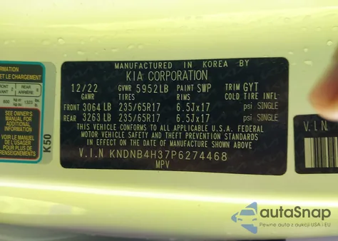 2023 Kia Carnival Mpv Lx Seat Package from USA, damaged, VIN KNDNB4H37P6274468